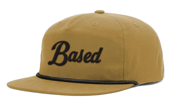 Based Script Hat with Cord - Tan and Black