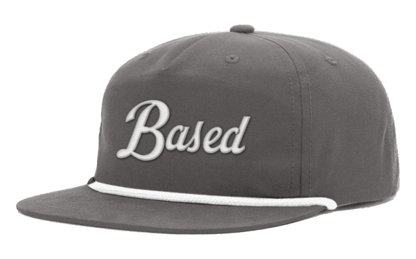 Based Script Hat with Cord - Charcoal and White