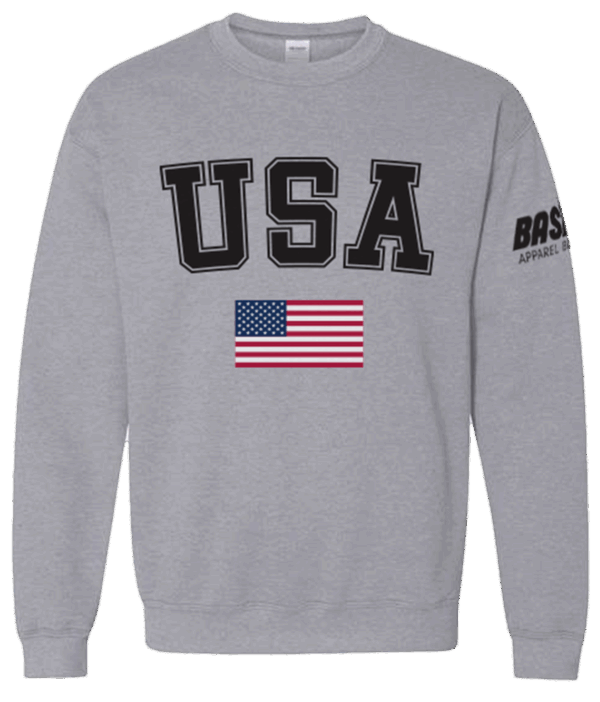 Classic USA Crewneck Sweatshirt - Heather Grey