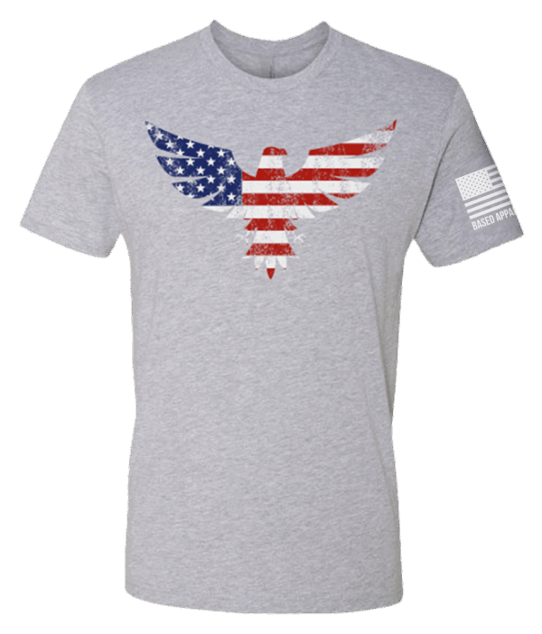 American Flag Eagle Shirt - Heather Grey