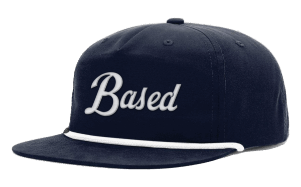 Based Script Hat with Cord - Navy and White