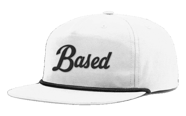 Based Script Hat with Cord - White and Black